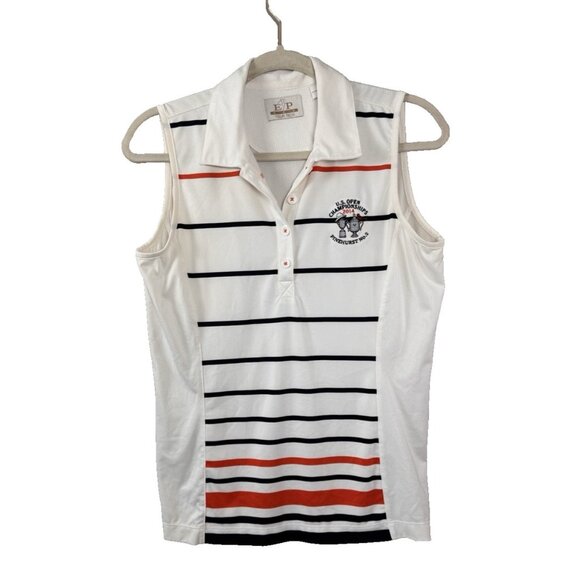 US Open 2014 Pinehurst No. 2 Polo S Womens Golf Shirt Striped Athletic - Picture 1 of 10